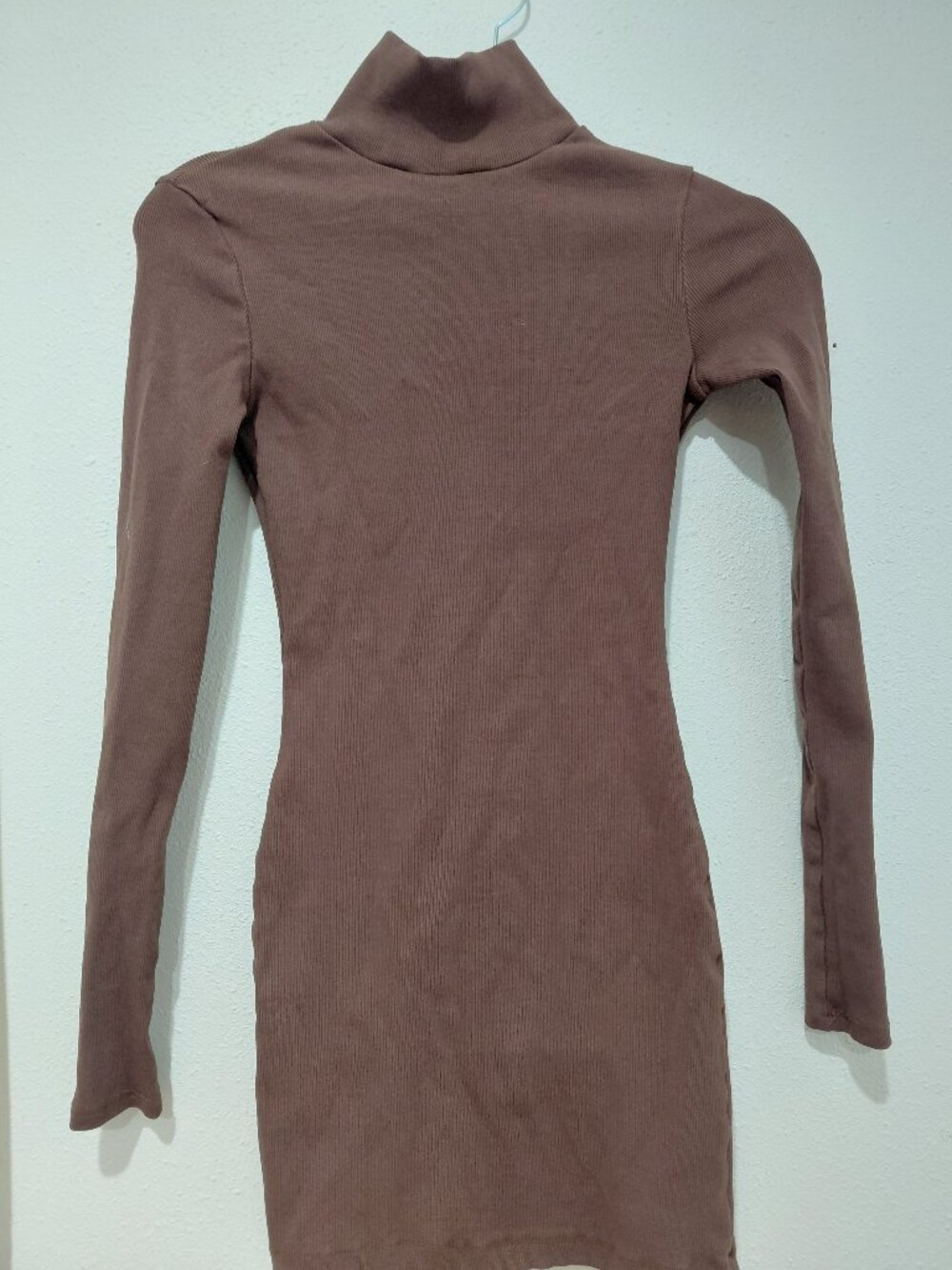 Bumpsuit Ribbed Brown Mini Dress Long sleeve Medium Mock Turtleneck Maternity